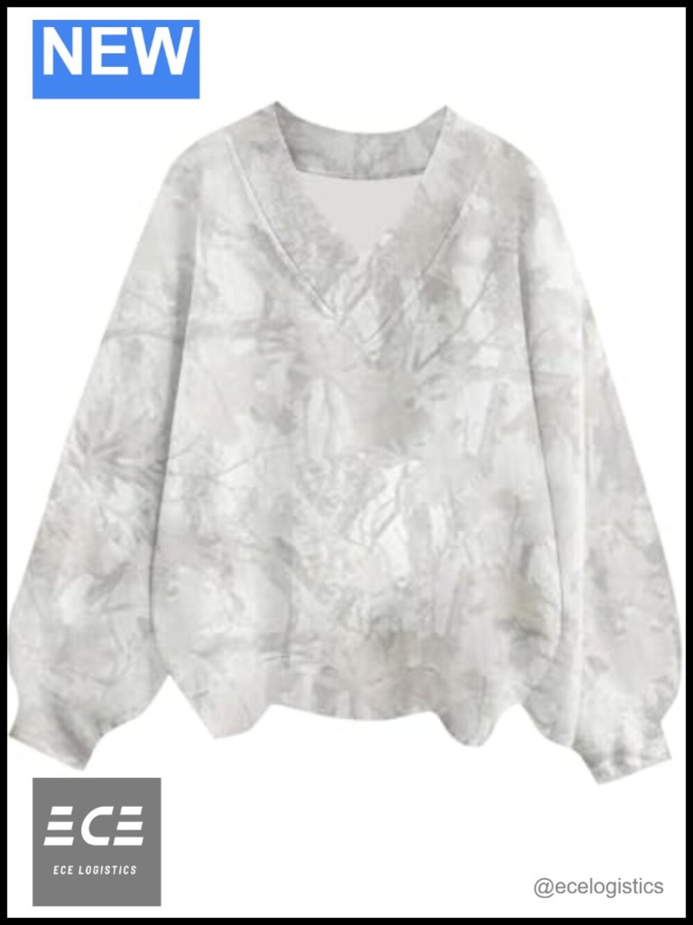 Womens Oversize V Neck Fleece Camo Sweatshirt Maple Leaf Pullover